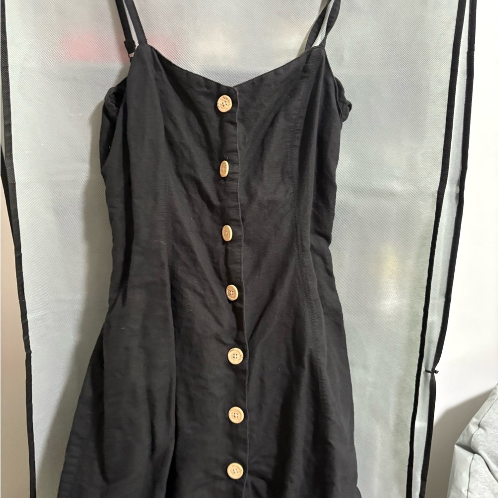 Urban Outfitters Black and Gold Ruched Mini Sundress